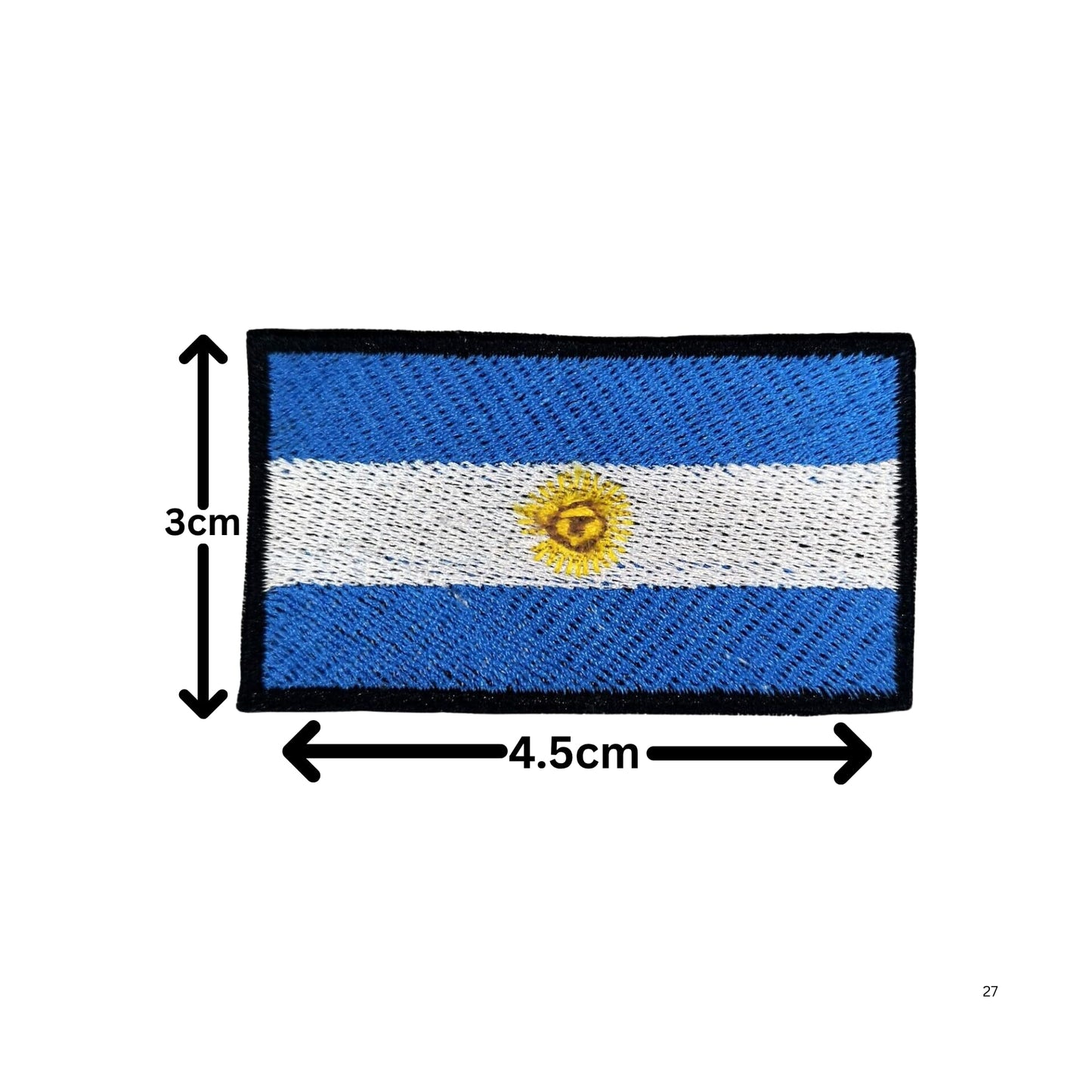 Argentina Flag Embroidered Patches, Iron-On/Sew-On Applique, Shield, Round, Heart and Rectangle Flag Badges for Jackets, Bags, Uniforms, Various Sizes