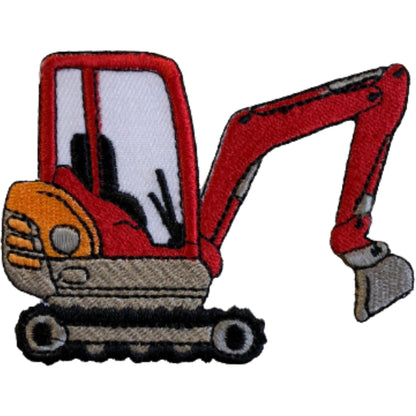 Construction Mini Excavator Red Embroidery Iron-On Patches for Clothing Sew-On Applique for DIY Crafts Denim Jackets Jeans Backpacks