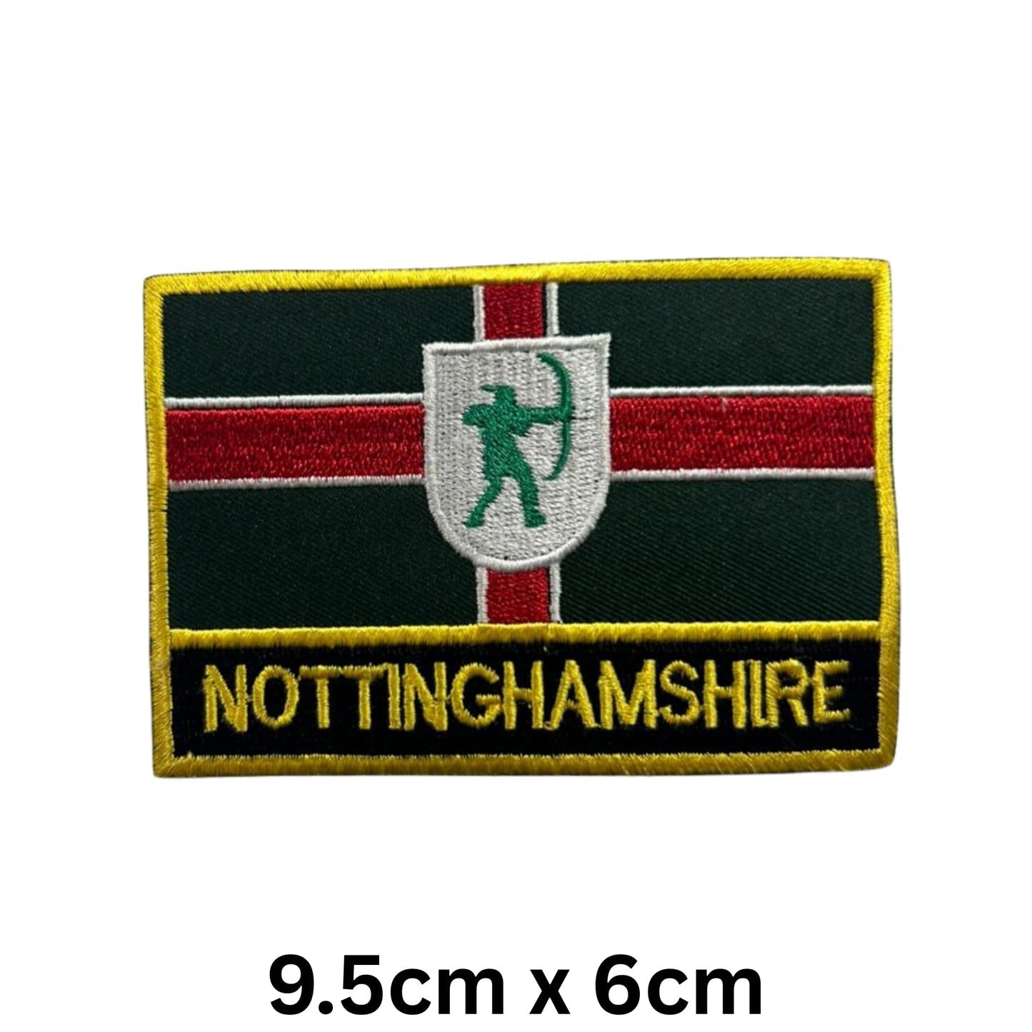 UK County Flag Patch 9.5cm x 6cm Embroidered Iron On/Sew On Badge Durable Fabric Applique for Jackets, Backpacks, Hats, and Clothing