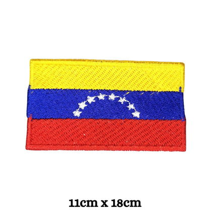 Venezuela Flag Embroidered Patch Set, Iron-On or Sew-On Applique Badges, Rectangle Shield Round Heart Shapes, for Jackets, Backpacks, Hats, Uniforms and Various Sizes