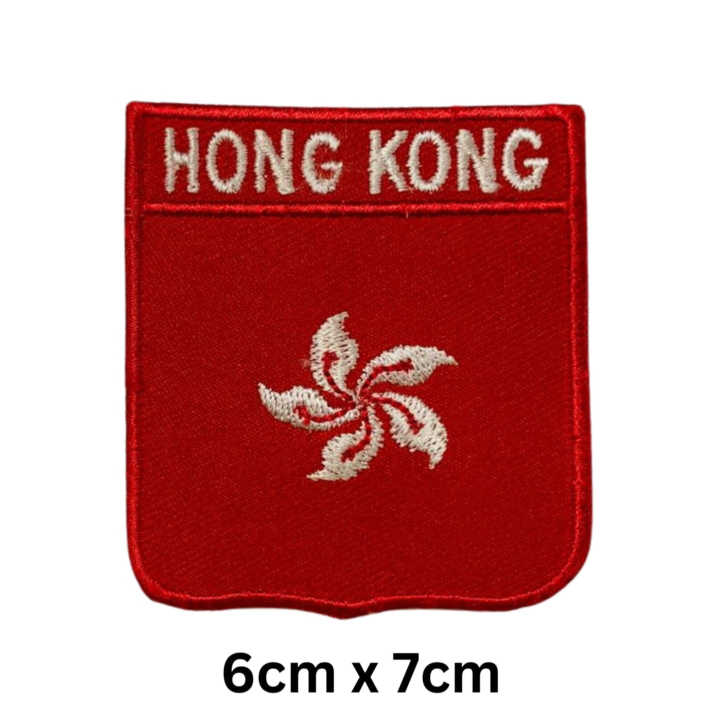 Hong Kong Flag Embroidered Patch Set, Iron-On or Sew-On Applique Badges, Rectangle Shield Round Heart Shapes, for Jackets, Backpacks, Hats, Uniforms and Various Sizes