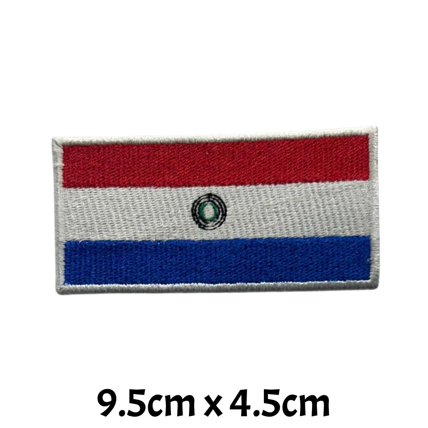Paraguay Flag Embroidered Patches, Iron-On/Sew-On Applique, Shield, Round, Heart and Rectangle Flag Badges for Jackets, Bags, Uniforms, Various Sizes