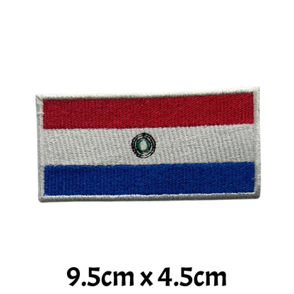 Paraguay Flag Embroidered Patches, Iron-On/Sew-On Applique, Shield, Round, Heart and Rectangle Flag Badges for Jackets, Bags, Uniforms, Various Sizes