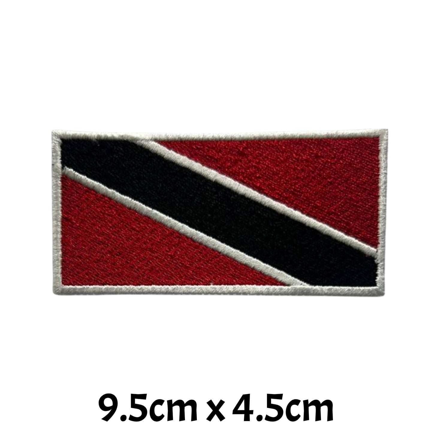 Trinidad and Tobago Flag Embroidered Patch Set, Iron-On or Sew-On Applique Badges, Rectangle Shield Round Heart Shapes, for Jackets, Backpacks, Hats, Uniforms and Various Sizes