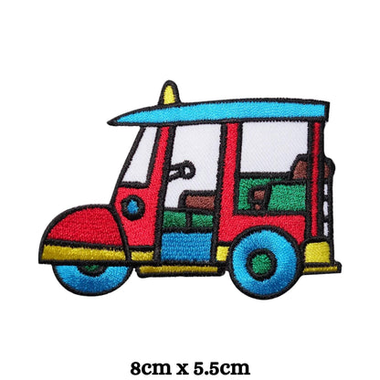 Tuk Tuk Taxi Travel Thailand Bangkok Embroidery Iron-On Patches for Clothing Sew-On Applique for DIY Crafts Denim Jackets Jeans Backpacks