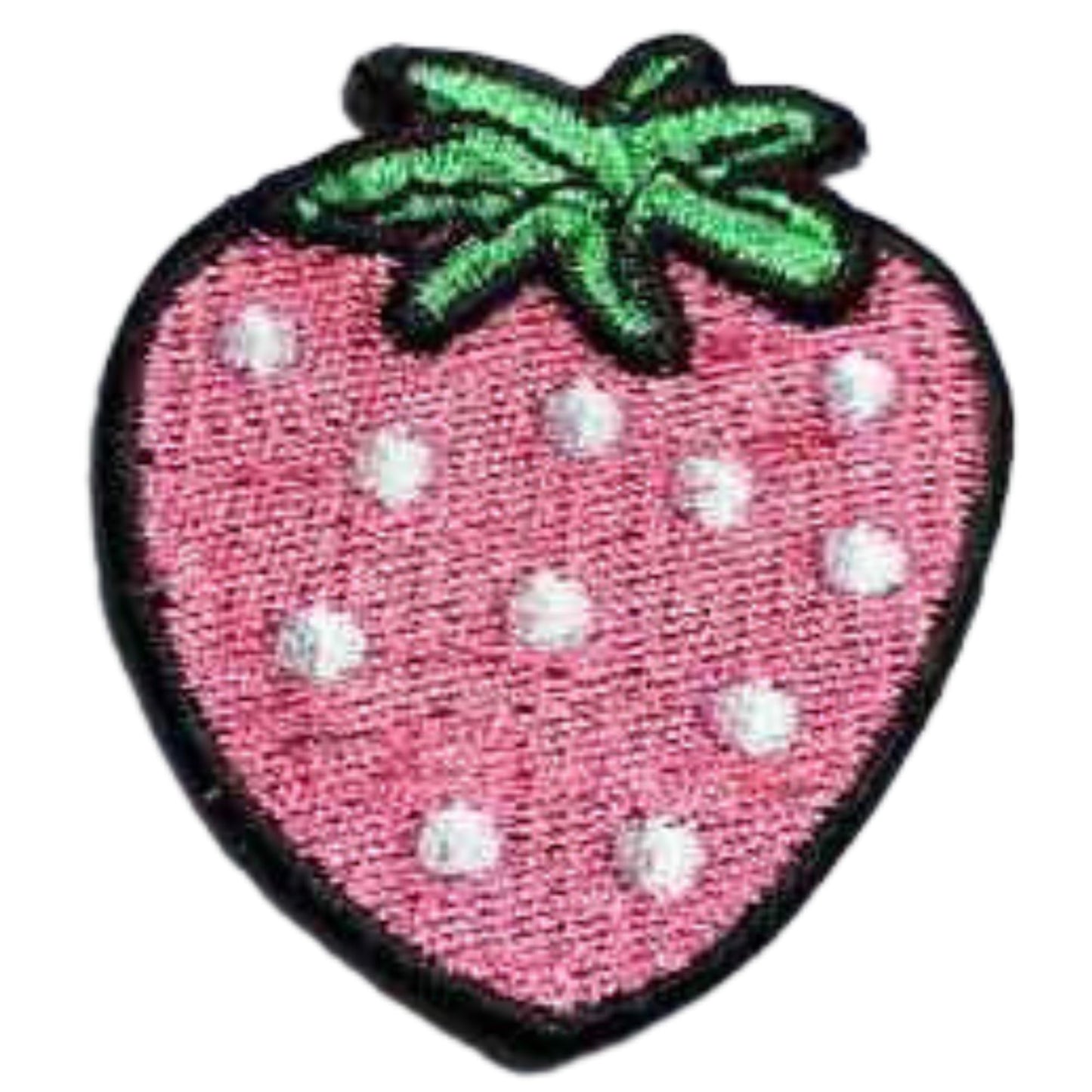 Pink Strawberry Embroidery Iron-On Patches for Clothing Sew-On Applique for DIY Crafts Denim Jackets Jeans Backpacks