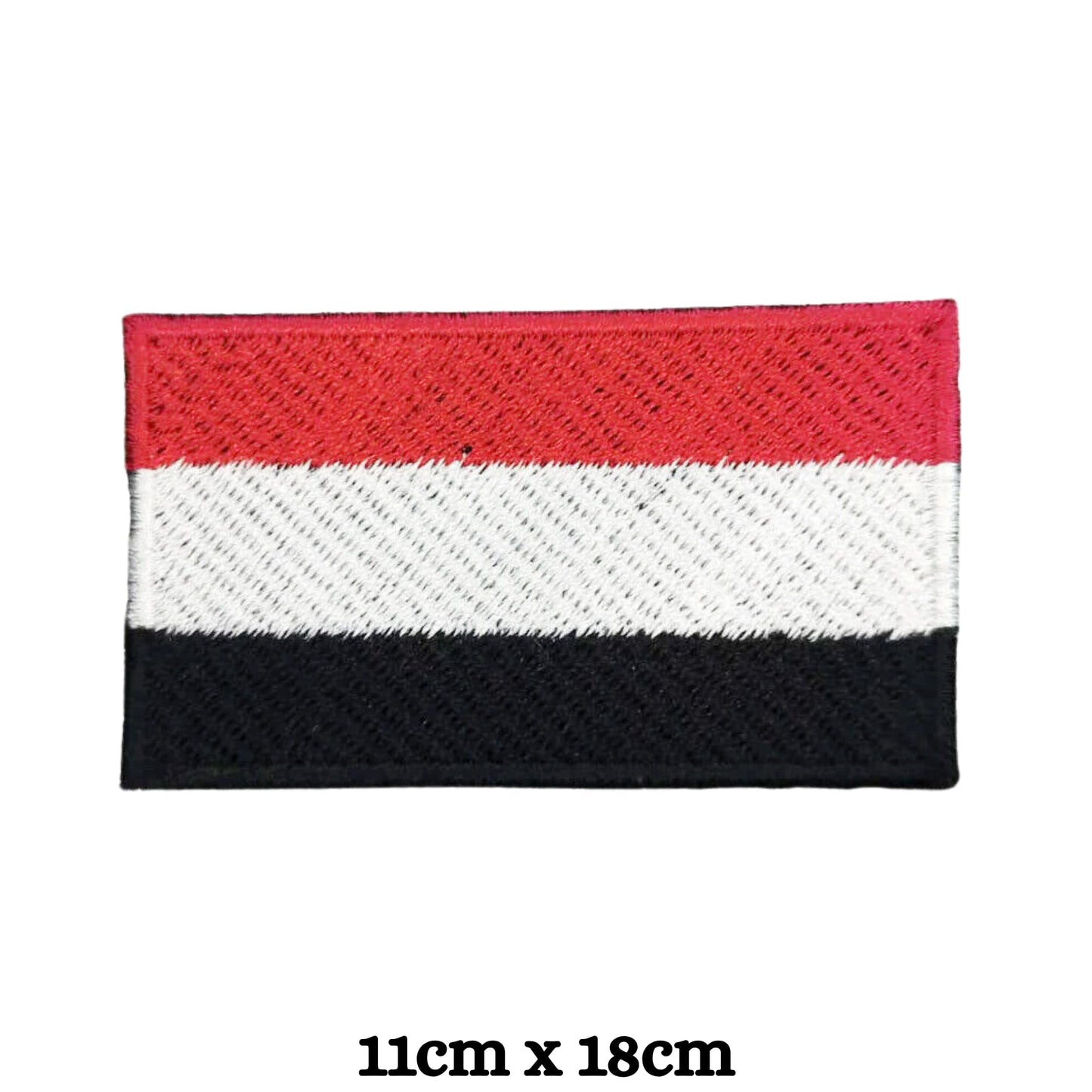 Yemen Flag Embroidered Patch Set, Iron-On or Sew-On Applique Badges, Rectangle Shield Round Heart Shapes, for Jackets, Backpacks, Hats, Uniforms and Various Sizes