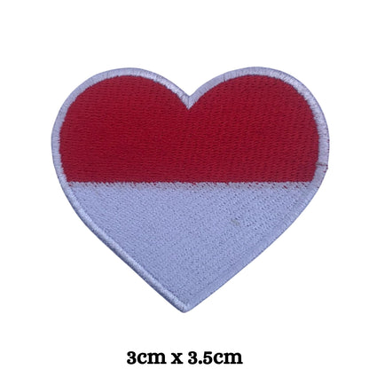 Indonesia Flag Embroidered Patch Set, Iron-On or Sew-On Applique Badges, Rectangle Shield Round Heart Shapes, for Jackets, Backpacks, Hats, Uniforms and Various Sizes