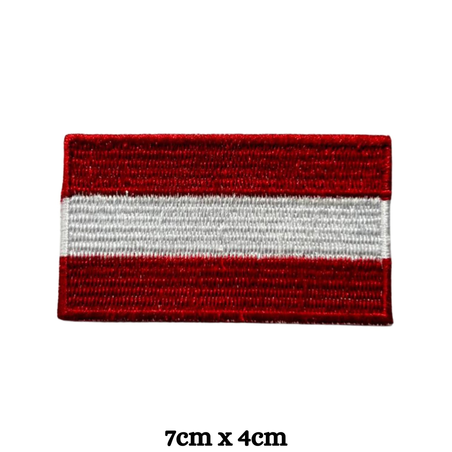 Austria Flag Embroidered Patches, Iron-On/Sew-On Applique, Shield, Round, Heart and Rectangle Flag Badges for Jackets, Bags, Uniforms, Various Sizes