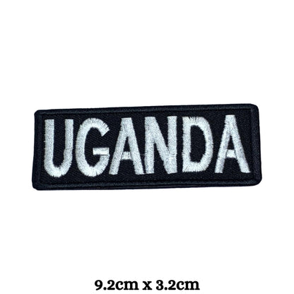 Uganda Flag Embroidered Patch Set, Iron-On or Sew-On Applique Badges, Rectangle Shield Round Heart Shapes, for Jackets, Backpacks, Hats, Uniforms and Various Sizes