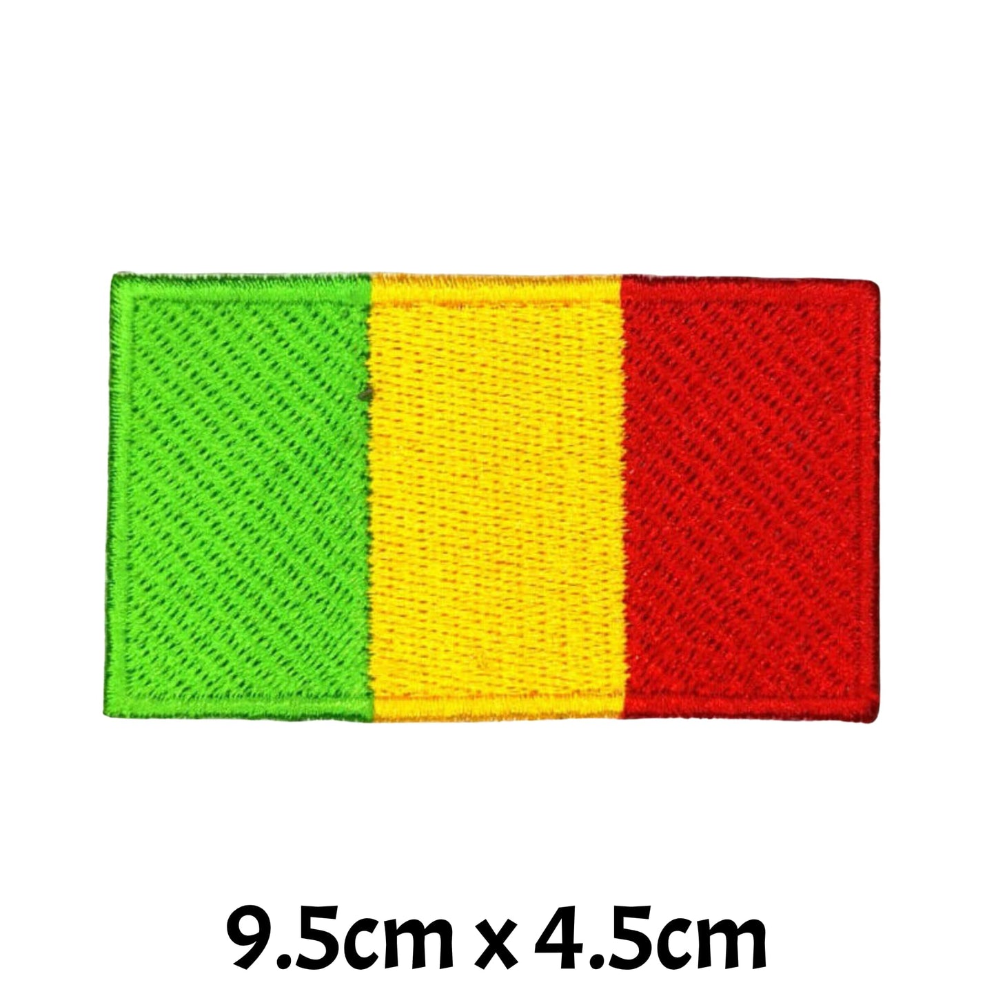 Mali Flag Embroidered Patch Set, Iron-On or Sew-On Applique Badges, Rectangle Shield Round Heart Shapes, for Jackets, Backpacks, Hats, Uniforms and Various Sizes