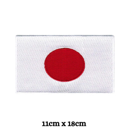 Japan Flag Embroidered Patches, Iron-On/Sew-On Applique, Shield, Round, Heart and Rectangle Flag Badges for Jackets, Bags, Uniforms, Various Sizes