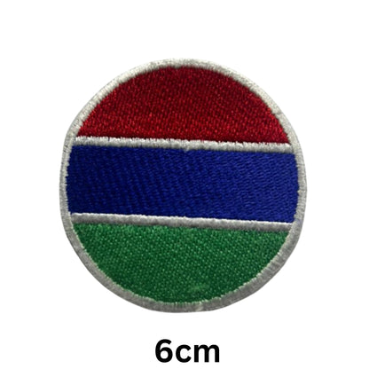 Gambia Flag Embroidered Patch Set, Iron-On or Sew-On Applique Badges, Rectangle Shield Round Heart Shapes, for Jackets, Backpacks, Hats, Uniforms and Various Sizes