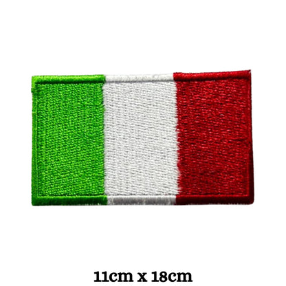BeBuz Italy Flag Embroidered Patches, Iron-On/Sew-On Applique, Shield, Round, Heart and Rectangle Flag Badges for Jackets, Bags, Uniforms, Various Sizes