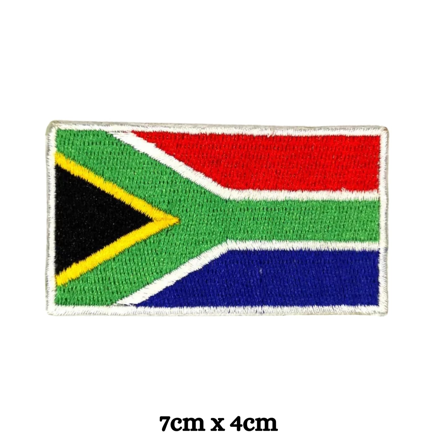South Africa Flag Embroidered Patches, Iron-On/Sew-On Applique, Shield, Round, Heart and Rectangle Flag Badges for Jackets, Bags, Uniforms, Various Sizes