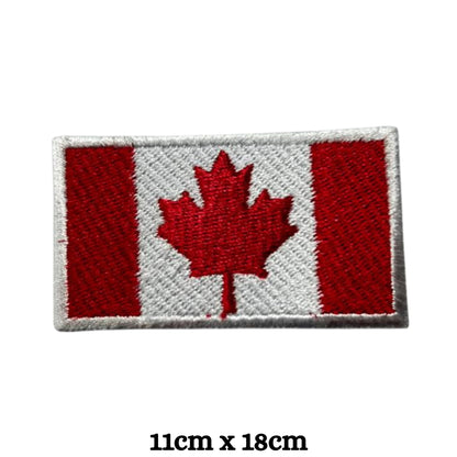 Canada Flag Embroidered Patches, Iron-On/Sew-On Applique, Shield, Round, Heart and Rectangle Flag Badges for Jackets, Bags, Uniforms, Various Sizes