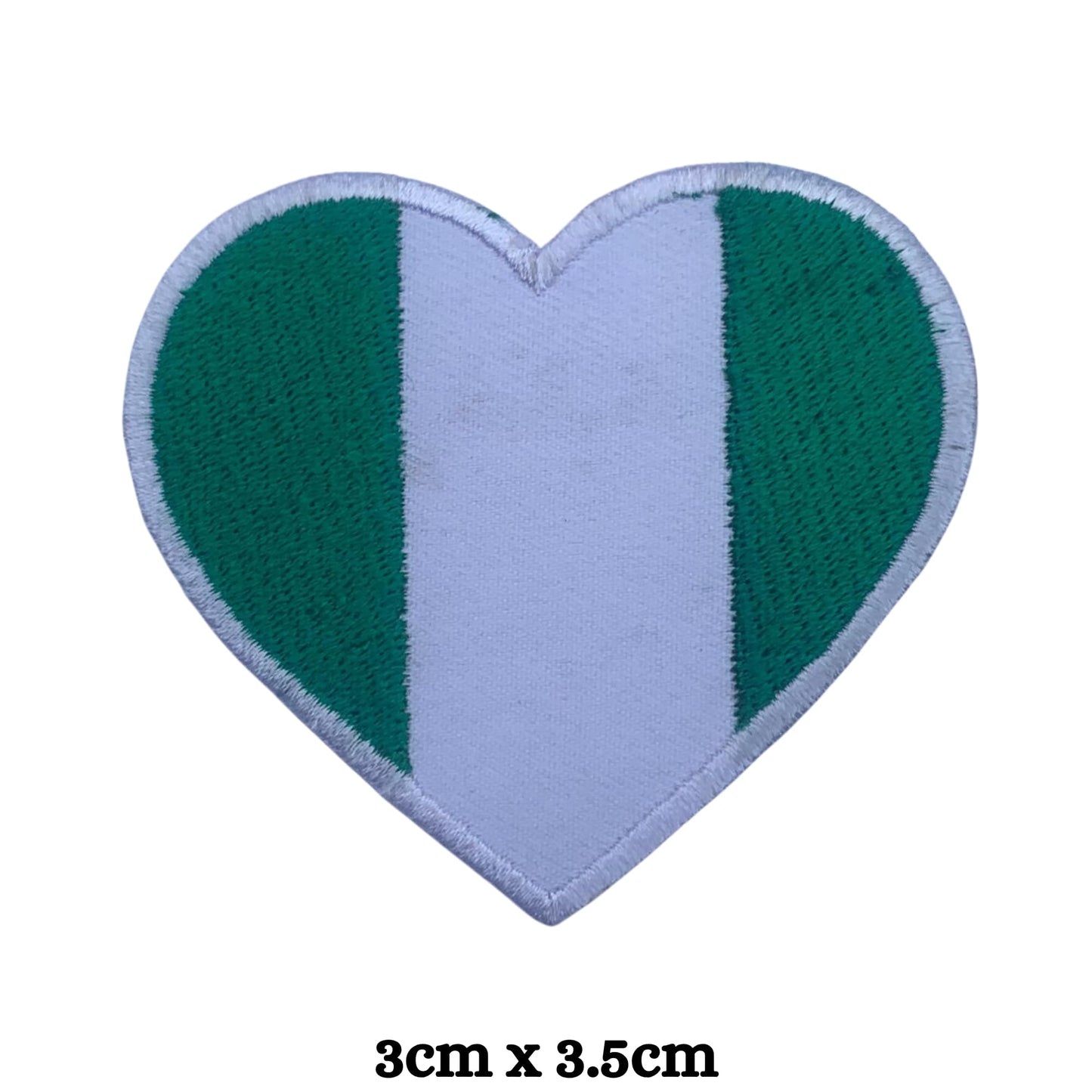 Nigeria Flag Embroidered Patch Set, Iron-On or Sew-On Applique Badges, Rectangle Shield Round Heart Shapes, for Jackets, Backpacks, Hats, Uniforms and Various Sizes