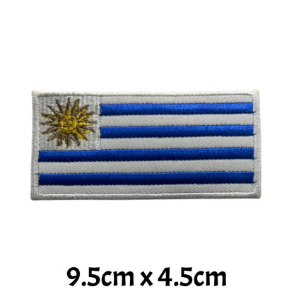 Uruguay Flag Embroidered Patches, Iron-On/Sew-On Applique, Shield, Round, Heart and Rectangle Flag Badges for Jackets, Bags, Uniforms, Various Sizes
