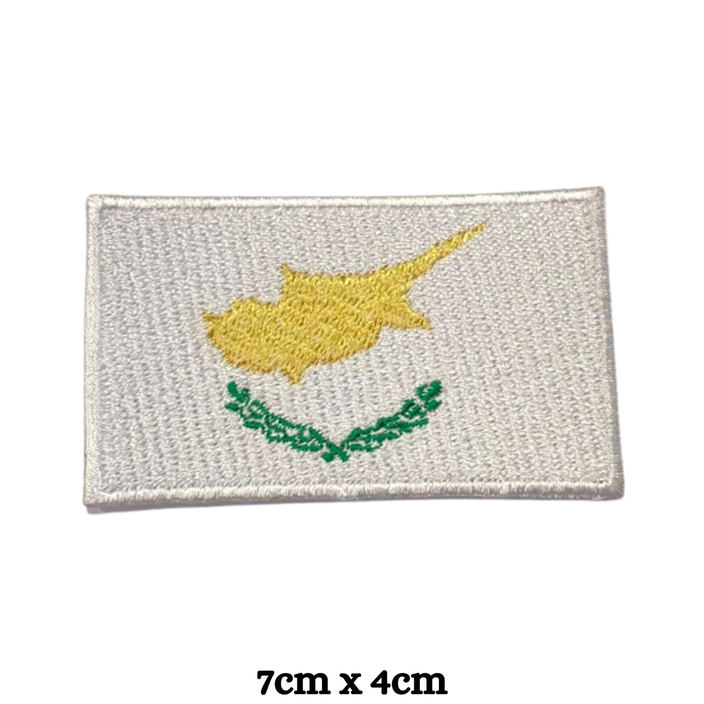 Cyprus Flag Embroidered Patch Set, Iron-On or Sew-On Applique Badges, Rectangle Shield Round Heart Shapes, for Jackets, Backpacks, Hats, Uniforms and Various Sizes