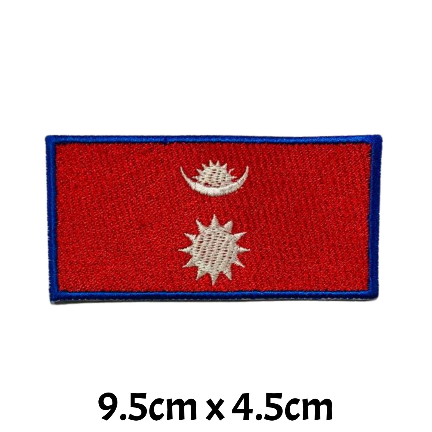 Nepal Flag Embroidered Patch Set, Iron-On or Sew-On Applique Badges, Rectangle Shield Round Heart Shapes, for Jackets, Backpacks, Hats, Uniforms and Various Sizes