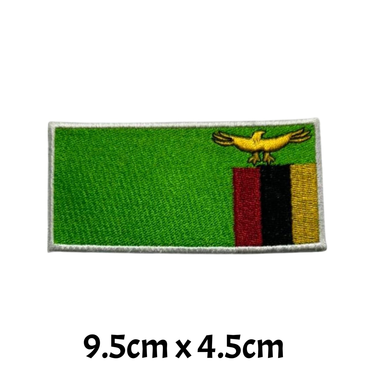 Zambia Flag Embroidered Patch Set, Iron-On or Sew-On Applique Badges, Rectangle Shield Round Heart Shapes, for Jackets, Backpacks, Hats, Uniforms and Various Sizes