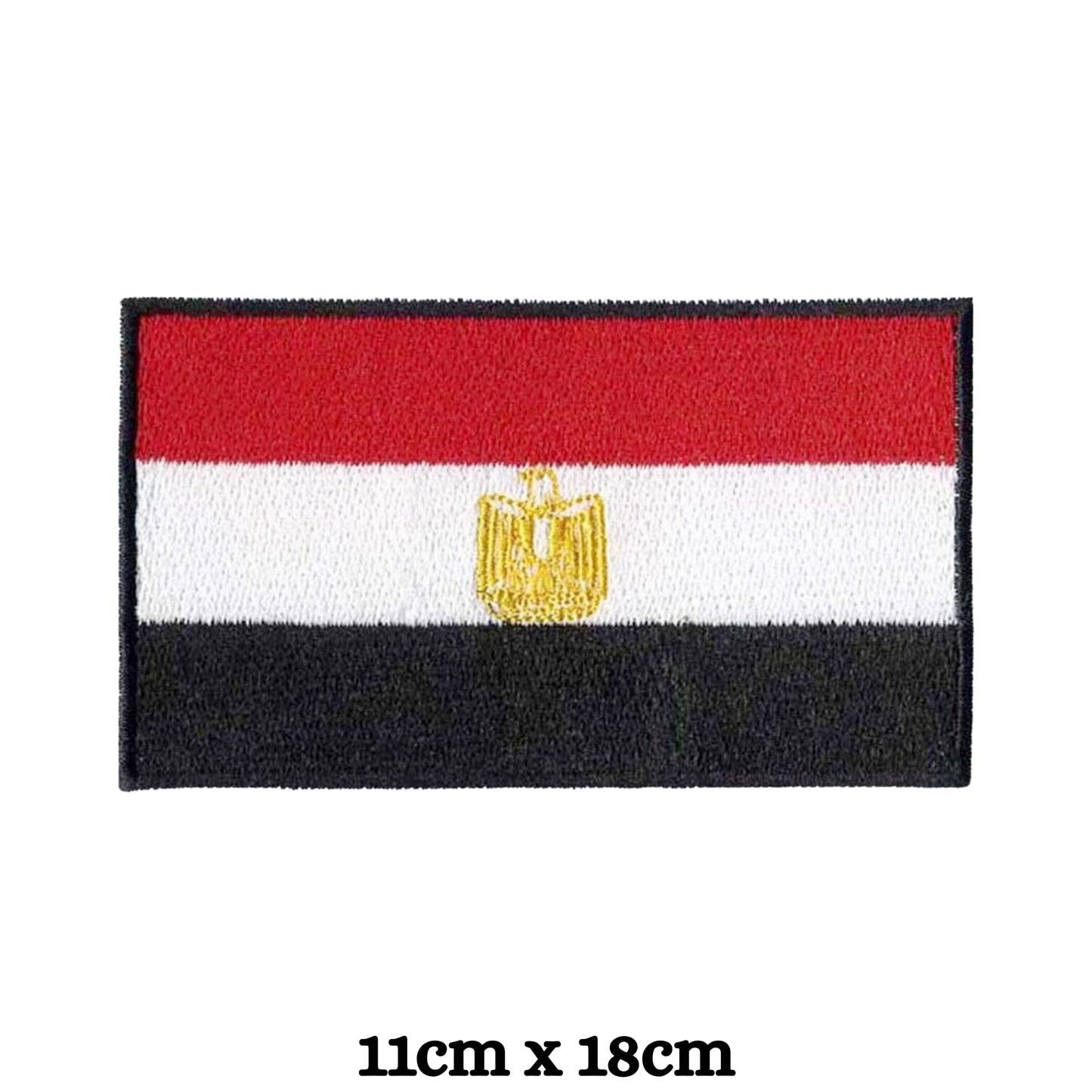 Egypt Flag Embroidered Patches, Iron-On/Sew-On Applique, Shield, Round, Heart and Rectangle Flag Badges for Jackets, Bags, Uniforms, Various Sizes