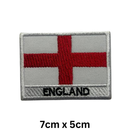 National Country Flag Iron On Patch, Set of 3, Embroidered Fabric Applique, 7cm x 5cm, Rectangular, United Kingdom Theme, for Jackets, Bags, Hats and Crafts (A-J)