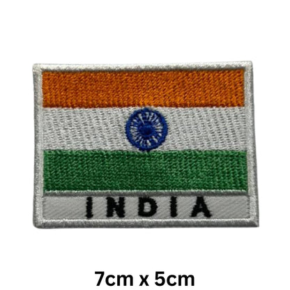 India Flag Embroidered Patch Set, Iron-On or Sew-On Applique Badges, Rectangle Shield Round Heart Shapes, for Jackets, Backpacks, Hats, Uniforms and Various Sizes