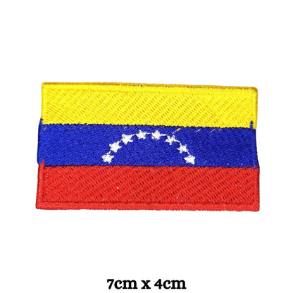 Venezuela Flag Embroidered Patch Set, Iron-On or Sew-On Applique Badges, Rectangle Shield Round Heart Shapes, for Jackets, Backpacks, Hats, Uniforms and Various Sizes