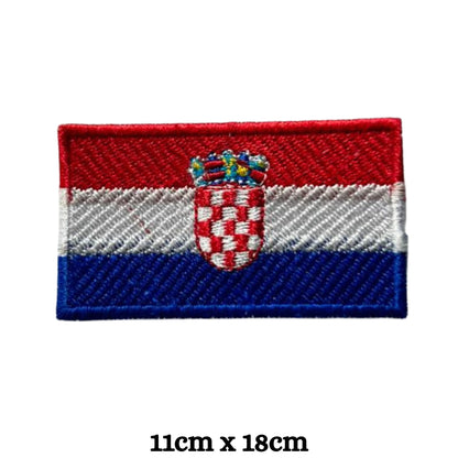 BeBuz Croatia Flag Embroidered Patches, Iron-On/Sew-On Applique, Shield, Round, Heart and Rectangle Flag Badges for Jackets, Bags, Uniforms, Various Sizes