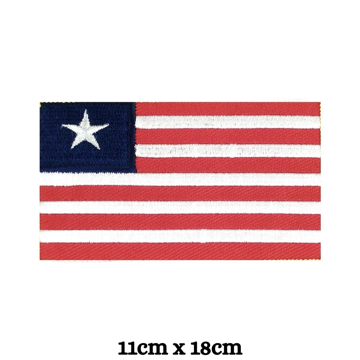 Liberia Flag Embroidered Patch Set, Iron-On or Sew-On Applique Badges, Rectangle Shield Round Heart Shapes, for Jackets, Backpacks, Hats, Uniforms and Various Sizes