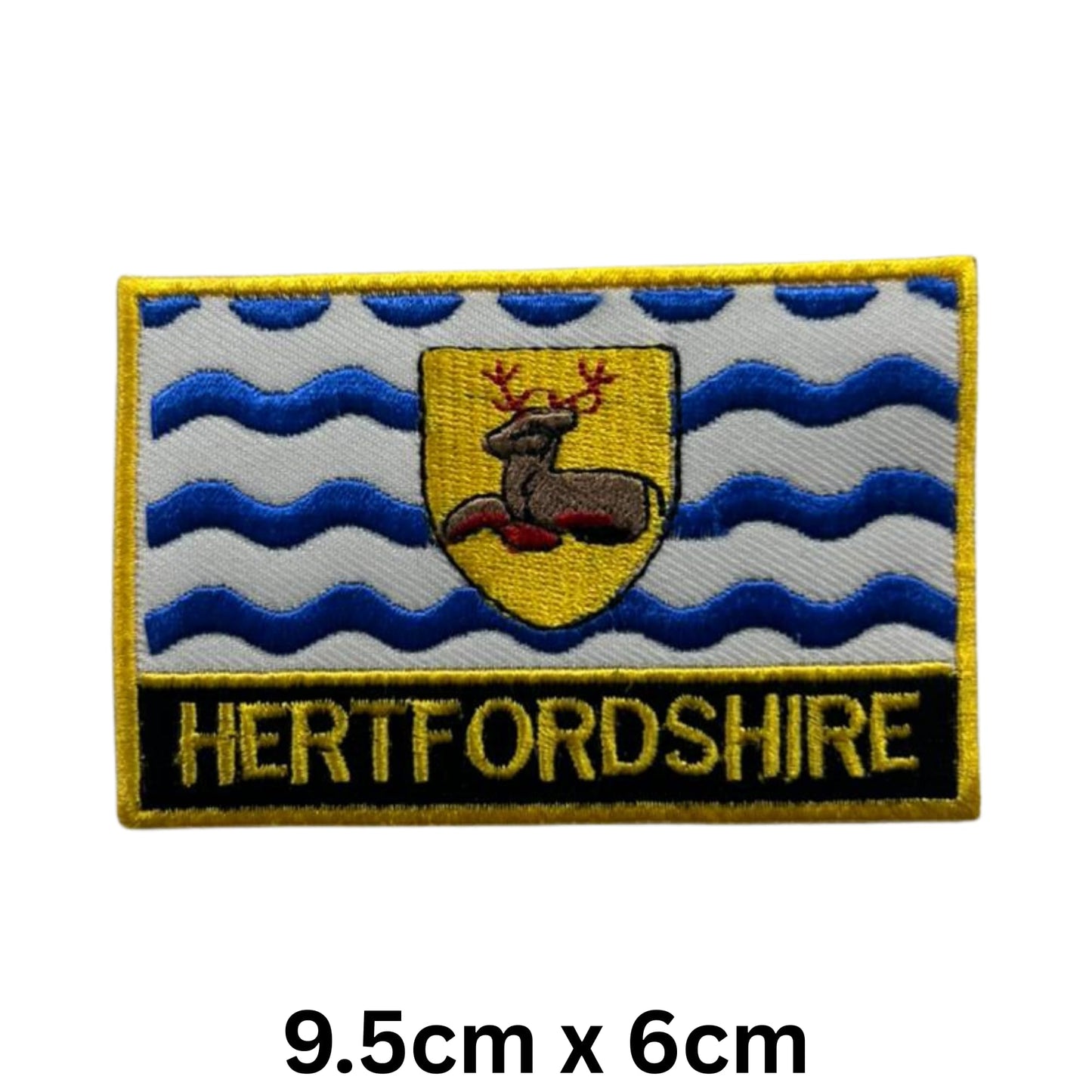 UK County Flag Patch 9.5cm x 6cm Embroidered Iron On/Sew On Badge Durable Fabric Applique for Jackets, Backpacks, Hats, and Clothing