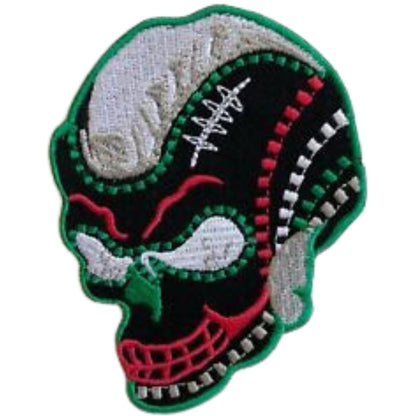Punk Head Skull with Stitches Embroidery Iron-On Patches for Clothing Sew-On Applique for DIY Crafts Denim Jackets Jeans Backpacks