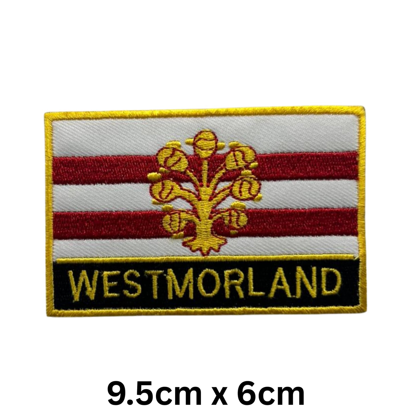 UK County Flag Patch 9.5cm x 6cm Embroidered Iron On/Sew On Badge Durable Fabric Applique for Jackets, Backpacks, Hats, and Clothing