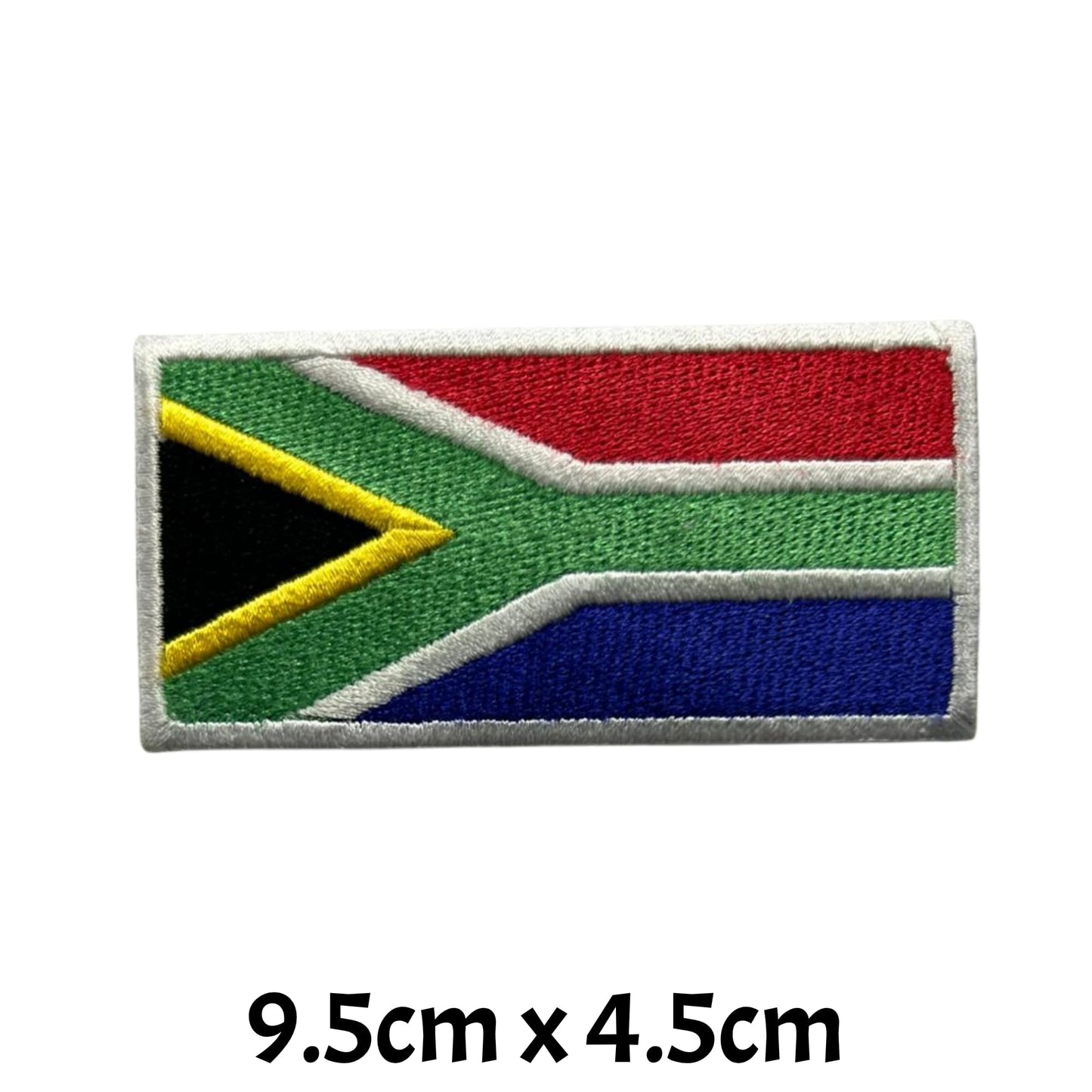 South Africa Flag Embroidered Patches, Iron-On/Sew-On Applique, Shield, Round, Heart and Rectangle Flag Badges for Jackets, Bags, Uniforms, Various Sizes