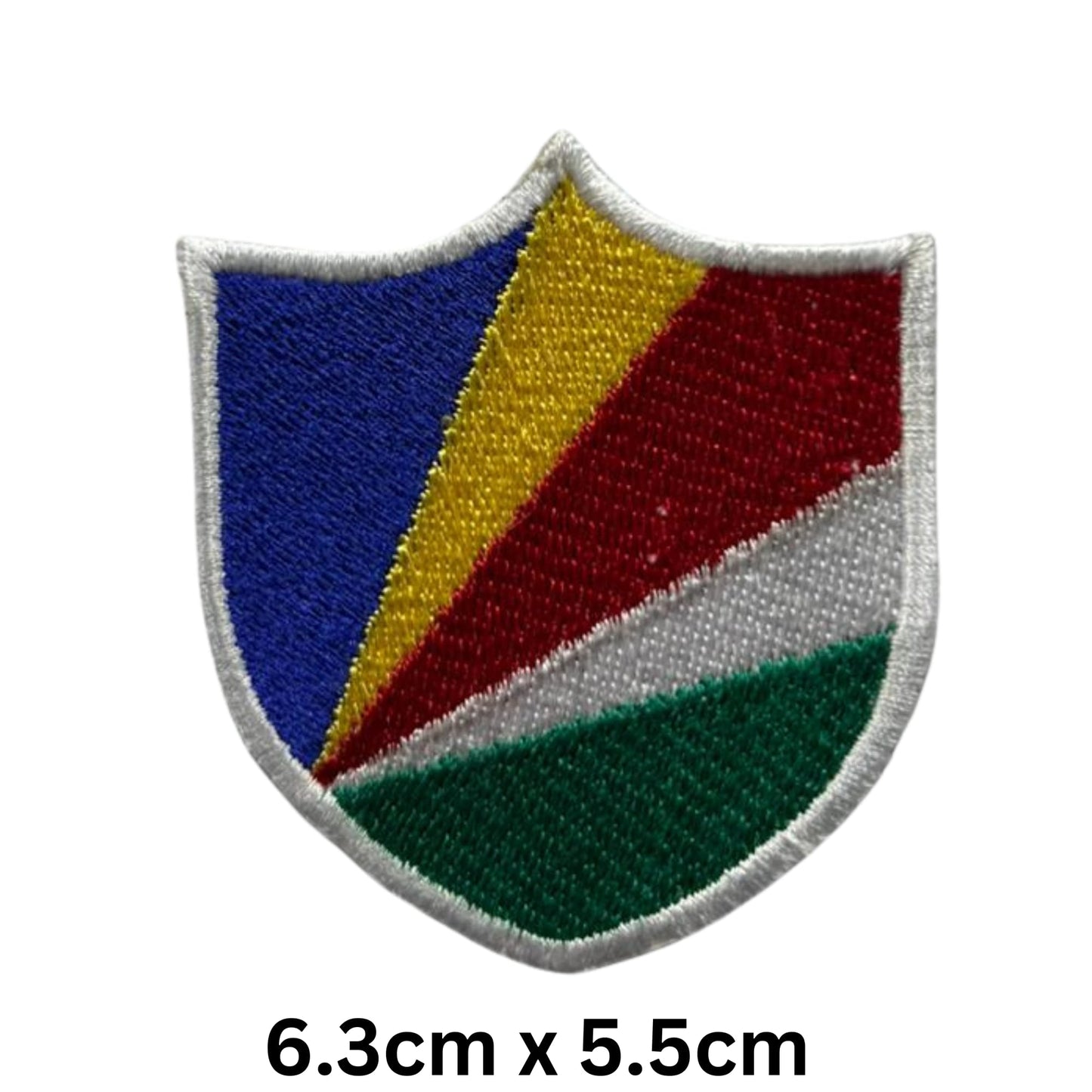 Seychelles Flag Embroidered Patch Set, Iron-On or Sew-On Applique Badges, Rectangle Shield Round Heart Shapes, for Jackets, Backpacks, Hats, Uniforms and Various Sizes
