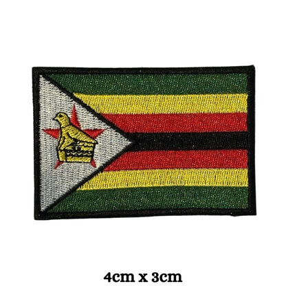 Zimbabwe Country Flag Embroidery Iron-On Patches for Clothing Sew-On Applique for DIY Crafts Denim Jackets Jeans Backpacks