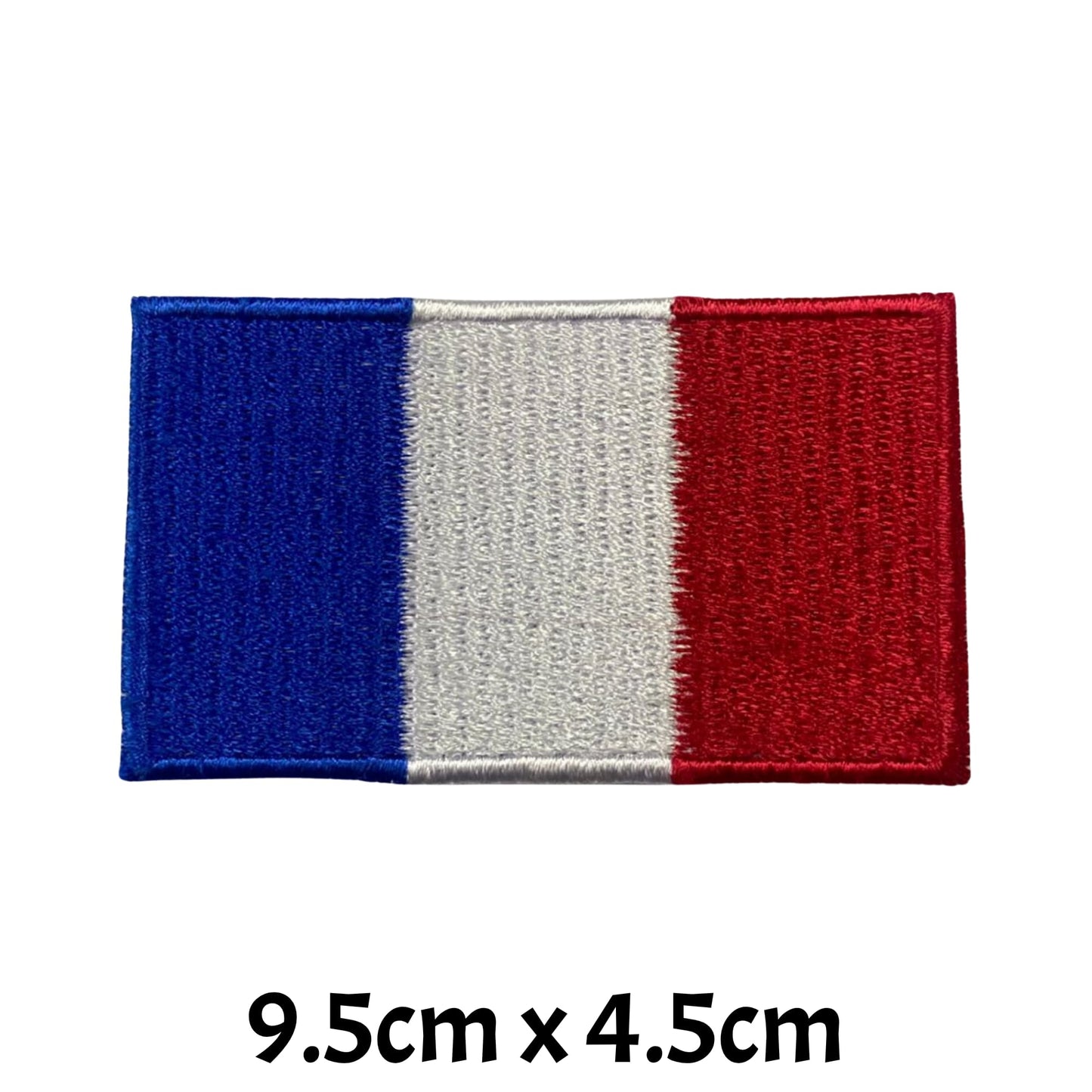 BeBuz France Flag Embroidered Patches, Iron-On/Sew-On Applique, Shield, Round, Heart and Rectangle Flag Badges for Jackets, Bags, Uniforms, Various Sizes