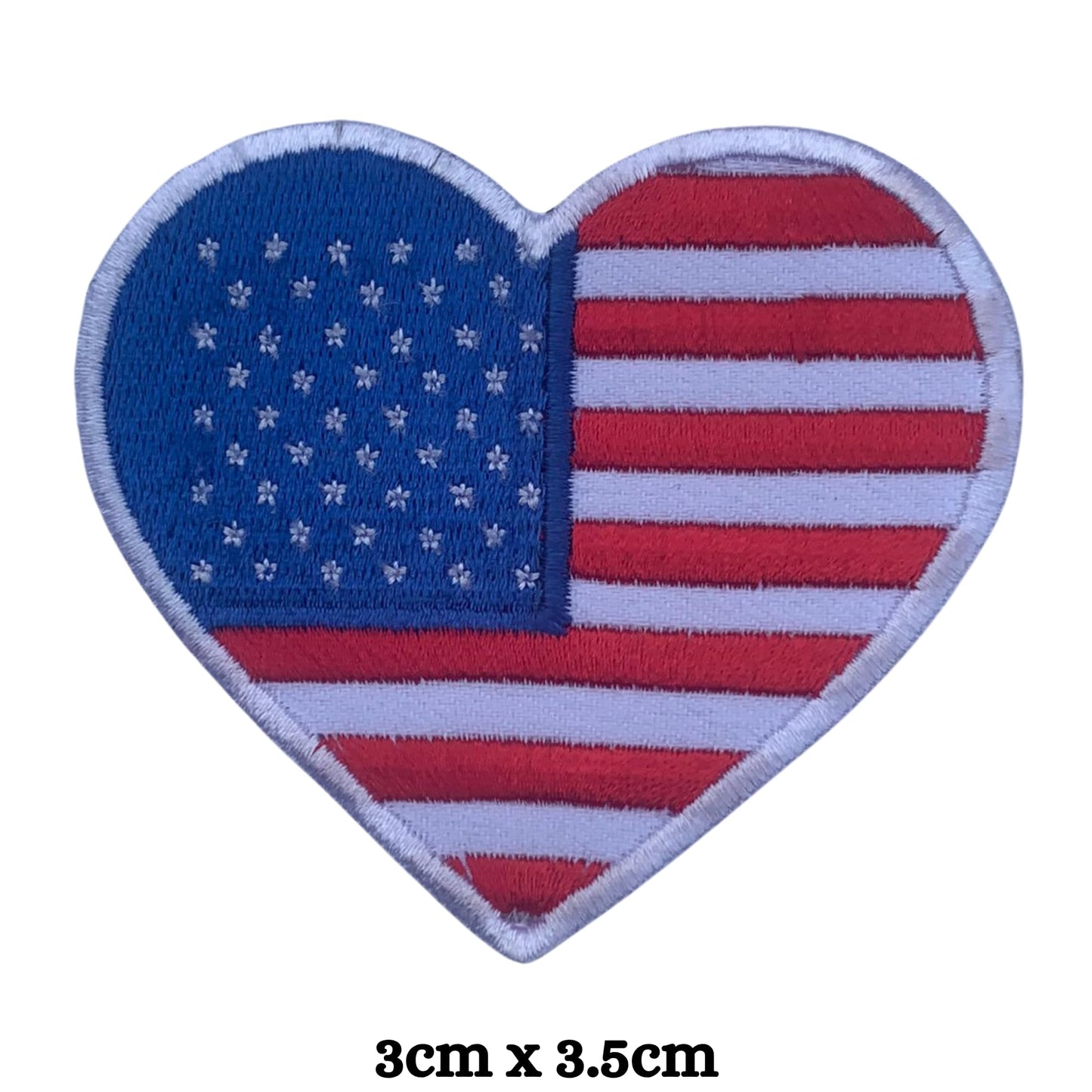 USA Flag Embroidered Patches, Iron-On/Sew-On Applique, Shield, Round, Heart and Rectangle Flag Badges for Jackets, Bags, Uniforms, Various Sizes