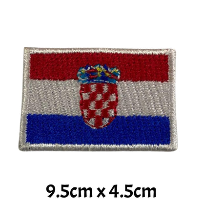BeBuz Croatia Flag Embroidered Patches, Iron-On/Sew-On Applique, Shield, Round, Heart and Rectangle Flag Badges for Jackets, Bags, Uniforms, Various Sizes