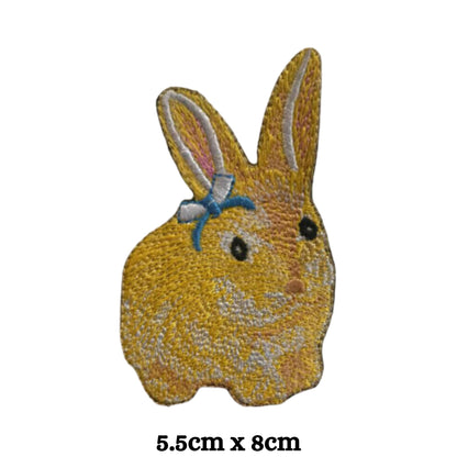 Rabbit Bunny Animal Embroidery Iron-On Patches for Clothing Sew-On Applique for DIY Crafts Denim Jackets Jeans Backpacks
