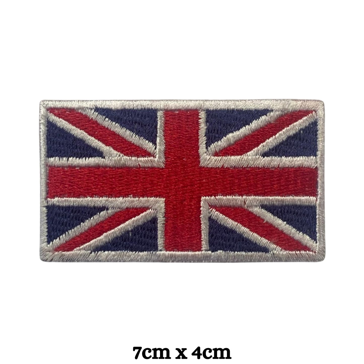 United Kingdom Flag Embroidered Patch Set, Iron-On or Sew-On Applique Badges, Rectangle Shield Round Heart Shapes, for Jackets, Backpacks, Hats, Uniforms and Various Sizes