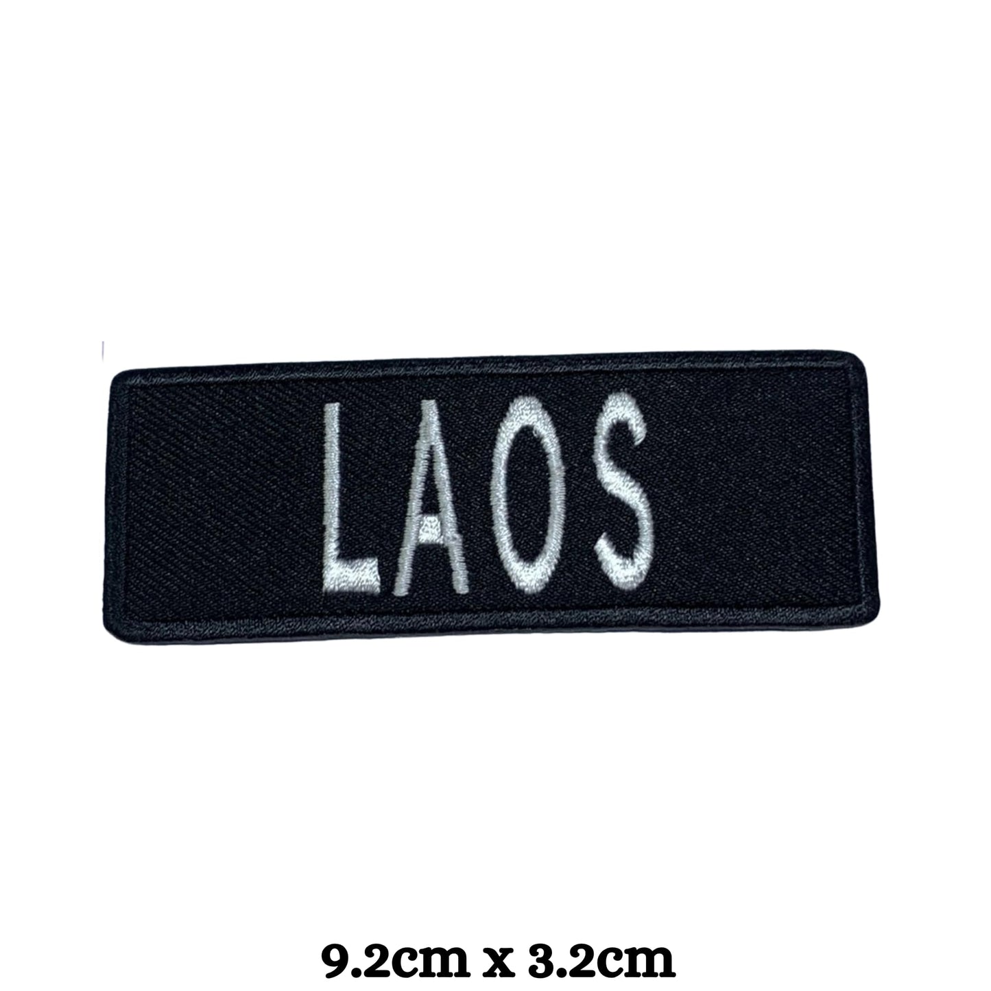 Laos Flag Embroidered Patch Set, Iron-On or Sew-On Applique Badges, Rectangle Shield Round Heart Shapes, for Jackets, Backpacks, Hats, Uniforms and Various Sizes