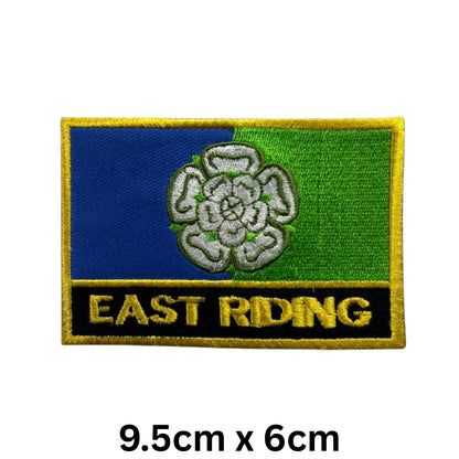 UK County Flag Patch 9.5cm x 6cm Embroidered Iron On/Sew On Badge Durable Fabric Applique for Jackets, Backpacks, Hats, and Clothing