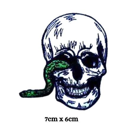 Skull with Snake Embroidery Iron-On Patches for Clothing Sew-On Applique for DIY Crafts Denim Jackets Jeans Backpacks