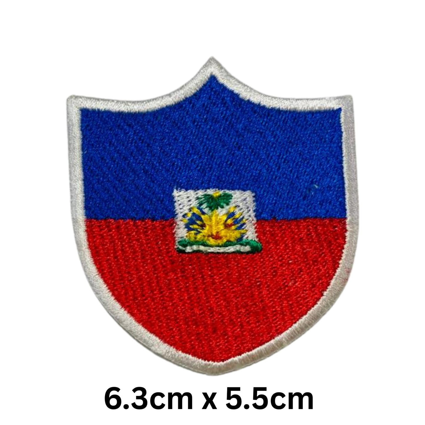 Haiti Flag Embroidered Patch Set, Iron-On or Sew-On Applique Badges, Rectangle Shield Round Heart Shapes, for Jackets, Backpacks, Hats, Uniforms and Various Sizes
