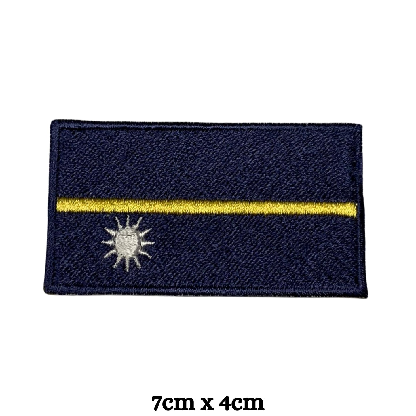 Nauru Flag Embroidered Patch Set, Iron-On or Sew-On Applique Badges, Rectangle Shield Round Heart Shapes, for Jackets, Backpacks, Hats, Uniforms and Various Sizes