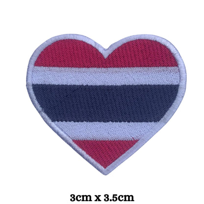 Thailand Flag Embroidered Patch Set, Iron-On or Sew-On Applique Badges, Rectangle Shield Round Heart Shapes, for Jackets, Backpacks, Hats, Uniforms and Various Sizes