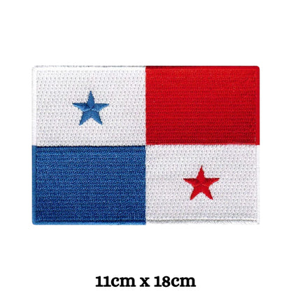 Panama Flag Embroidered Patches, Iron-On/Sew-On Applique, Shield, Round, Heart and Rectangle Flag Badges for Jackets, Bags, Uniforms, Various Sizes