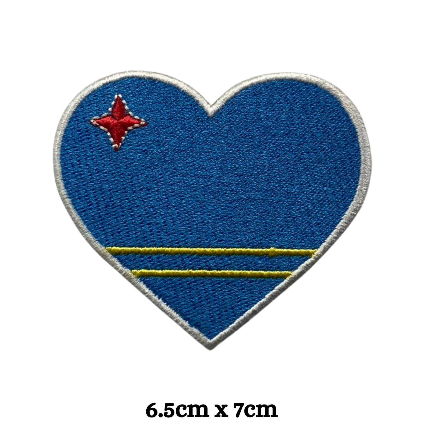 Aruba Flag Embroidered Patch Set, Iron-On or Sew-On Applique Badges, Rectangle Shield Round Heart Shapes, for Jackets, Backpacks, Hats, Uniforms and Various Sizes